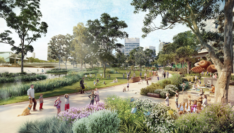 There will be expanded space and lawns for the River Park Precinct which incorporates Batman Park.