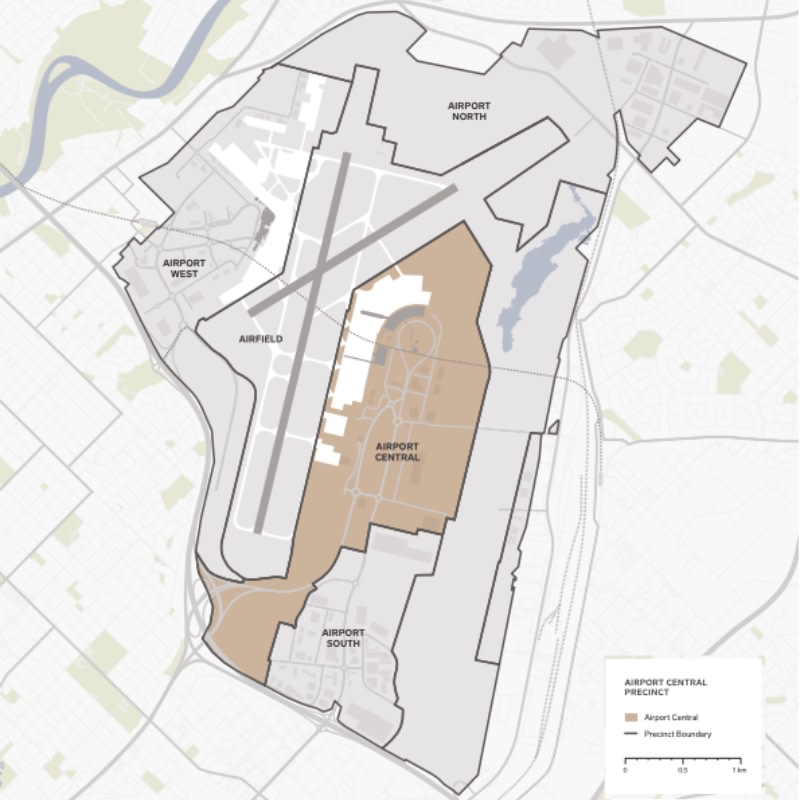 map depicting the boundaries of precincts around perth airport