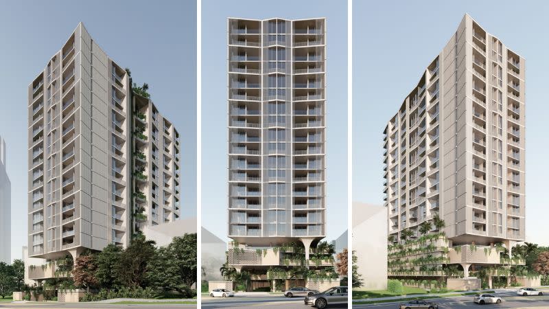 Renders of the proposed 20-storey residential tower at Queen Street, Southport. 