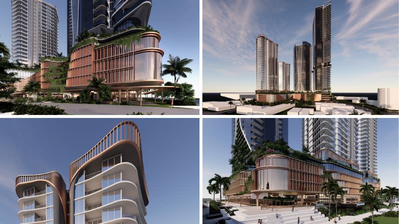 Renders of the revised plans for Aniko Group's four-tower The Landmark development at Mermaid Waters.