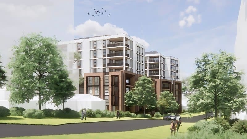 DKO Architects rendering of the nine-storey residential Lindfield scheme.