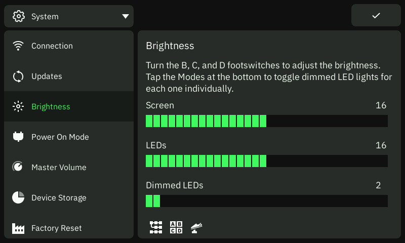 QCmini System Settings Menu