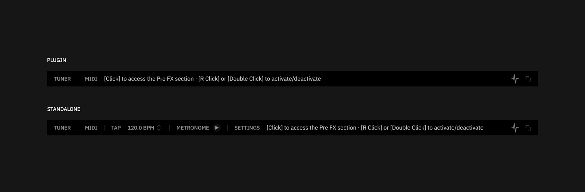 Footer variants for Plugin/Standalone App