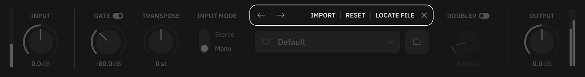 Additional options for Preset bar