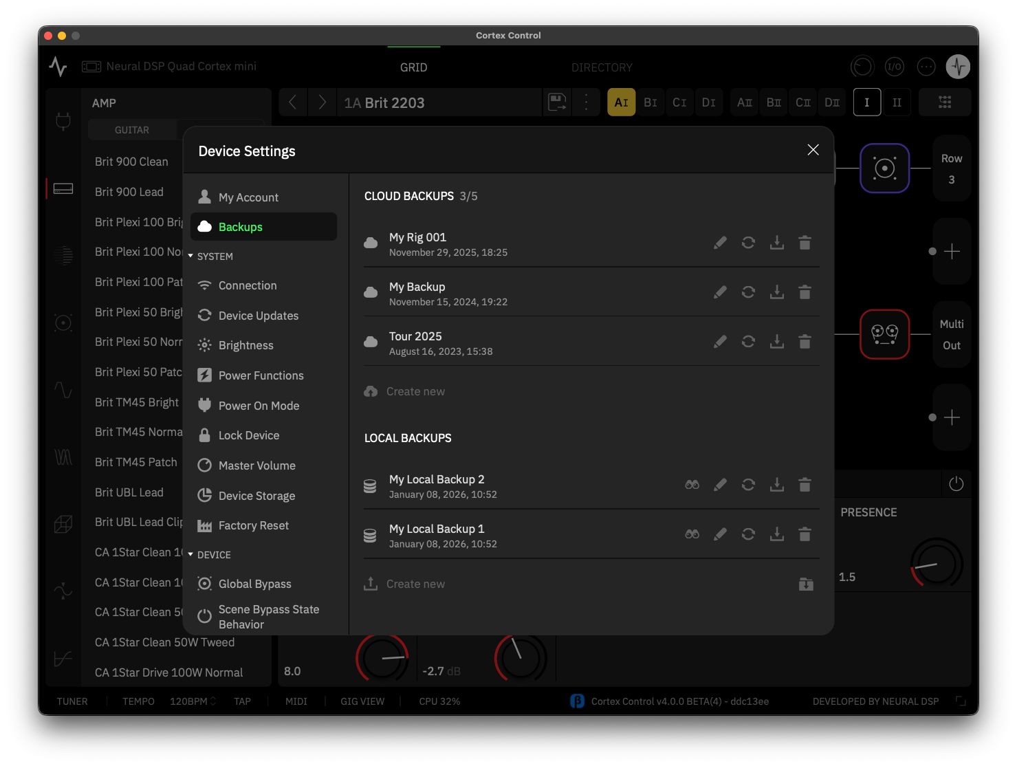 QCmini Control Local Backups