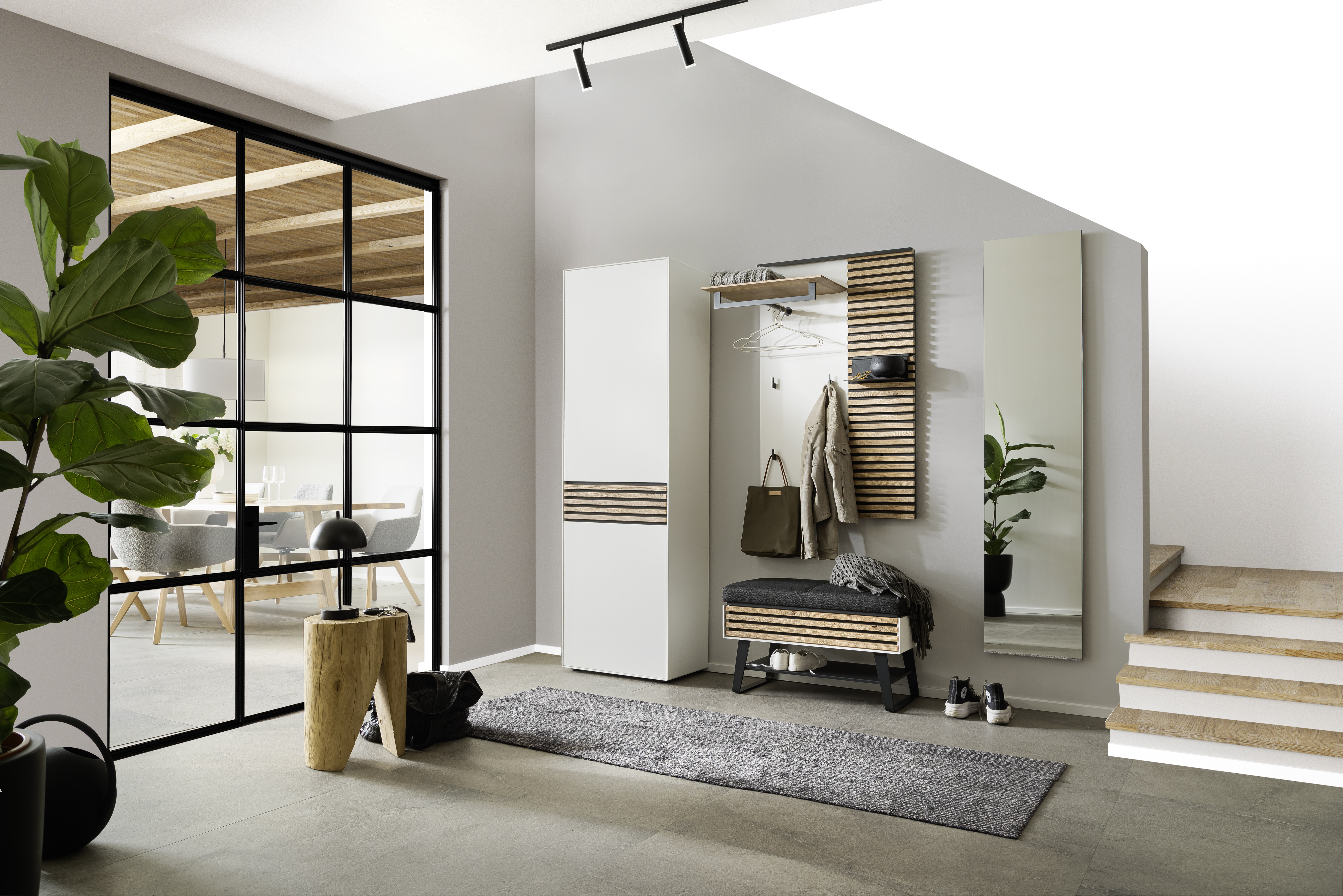 garderobe komplett GOJA Garderobenset, Material teilmassiv, Artisan Wildeiche/graphitfarbig Personalisierte Keramiktasse mit Namen