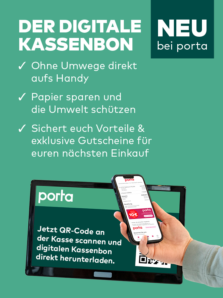 Digitaler Kassenbon bei porta | Kassenbon digital aufbewahren | porta Mbel
