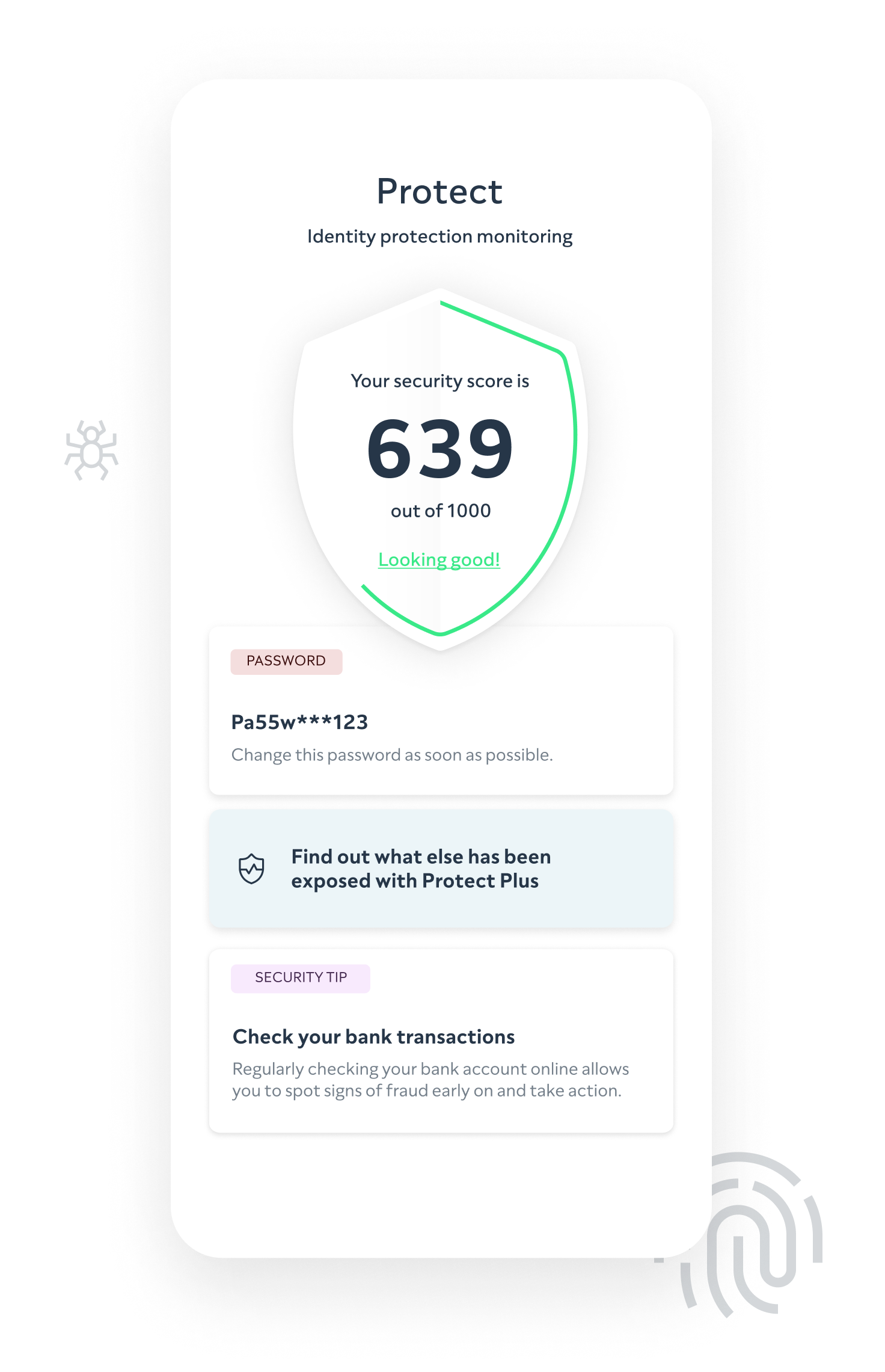 Mobile phone with protect score