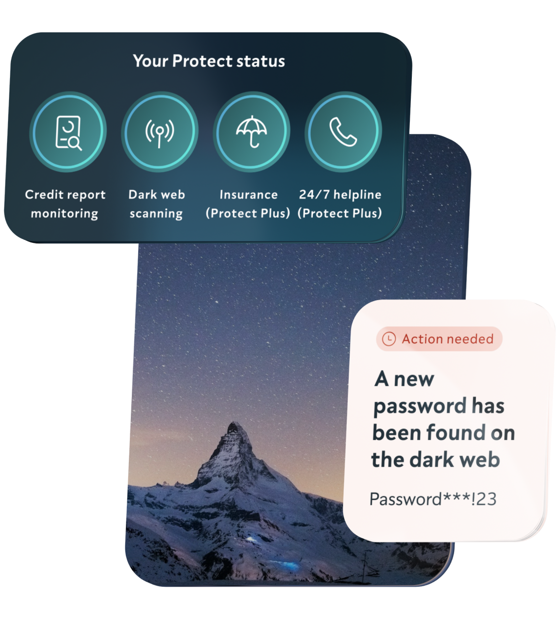 Image showing protect free interface. Protect your identity for free when you sign up with ClearScore.