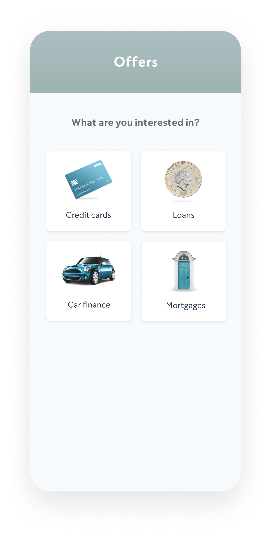 Mobile phone showing ClearScore offers