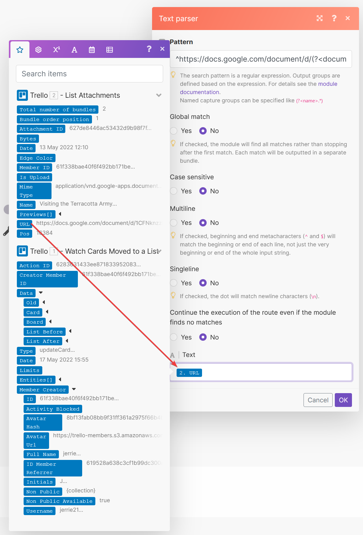 Configure the Match Pattern action