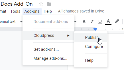 Publish With The Google Docs Add On