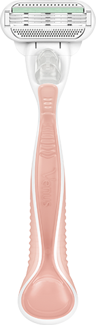 Venus Smooth Sensitive razor with a pink handle and a multi-blade shaving head, designed for a smooth and comfortable shave.