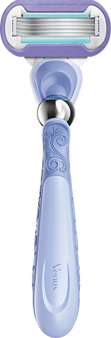 Venus Extra Smooth Swirl Women's razor with a decorated handle and multiple blades for smooth shaving.