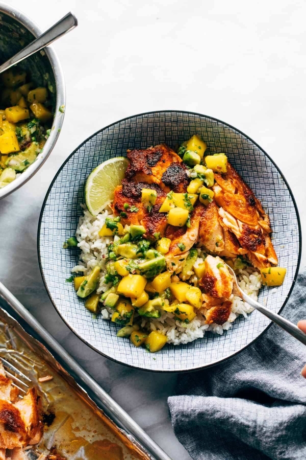 bbq salmon bowls