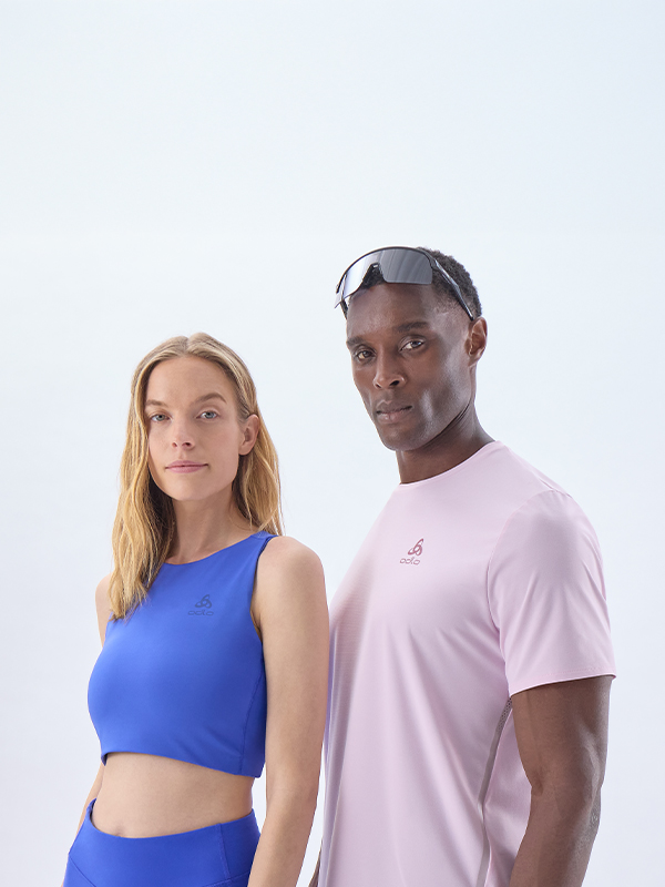 Women men in fresh colors of the spring summer running apparel 