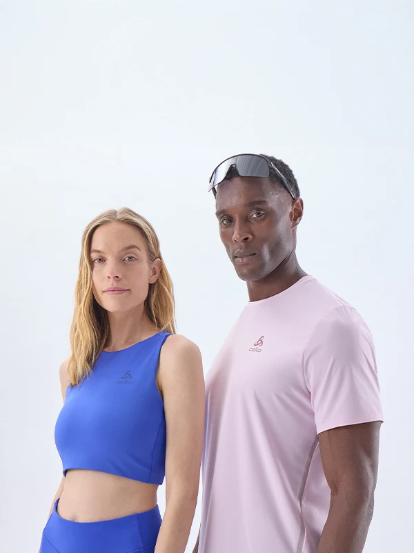 Women men in fresh colors of the spring summer running apparel 
