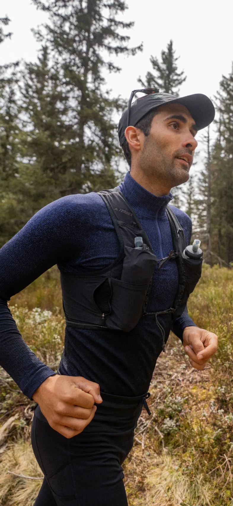Man wearing Blackcomb blue POW base layer