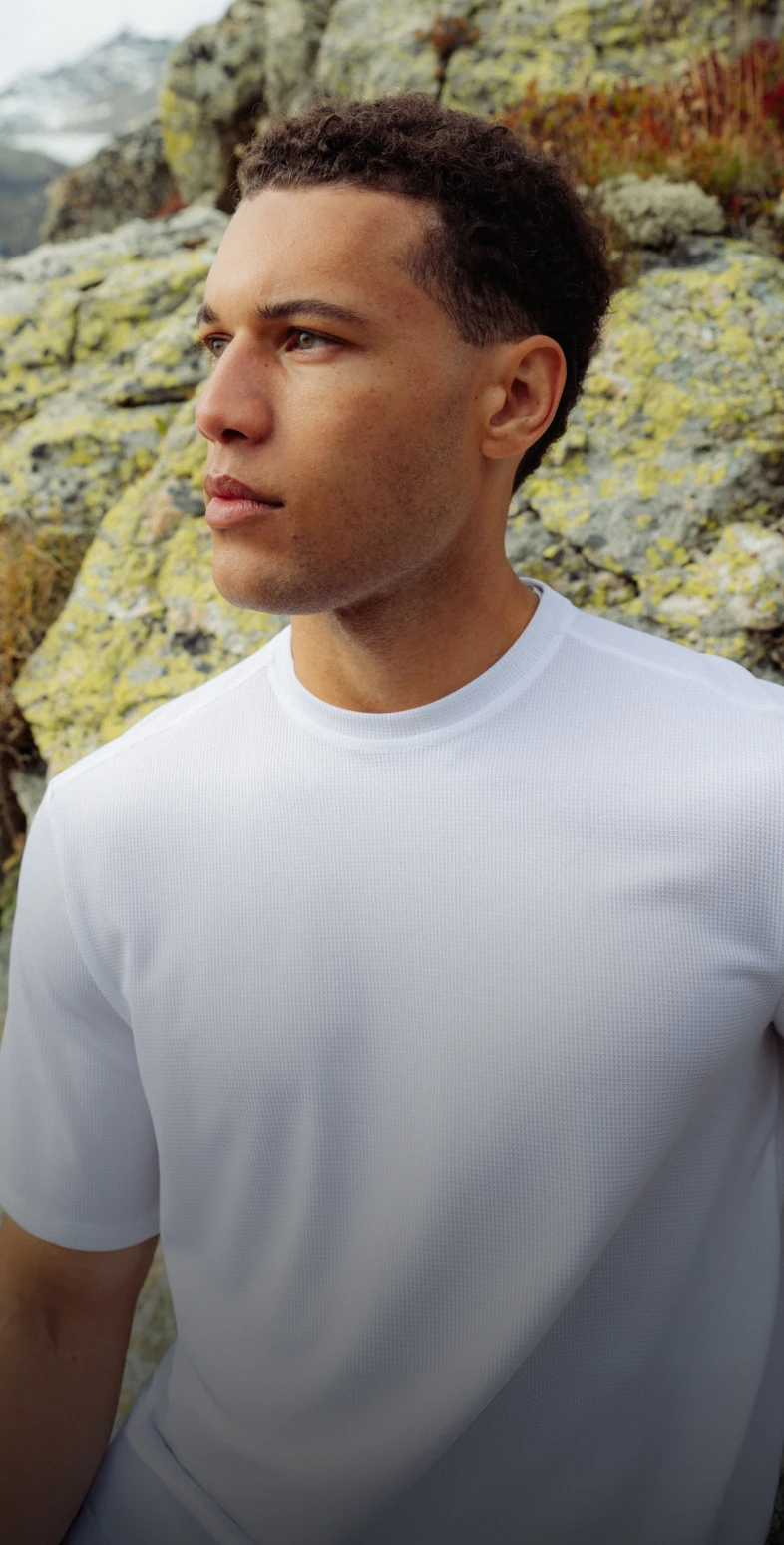 SS26 Performance Reinvented CLP Hero Tout Grid men in white Cubic Light