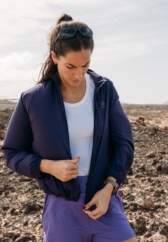 woman wearing a light jacket
