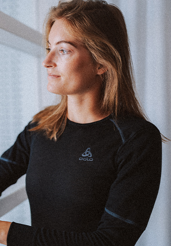 woman wearing a warm base layer 
