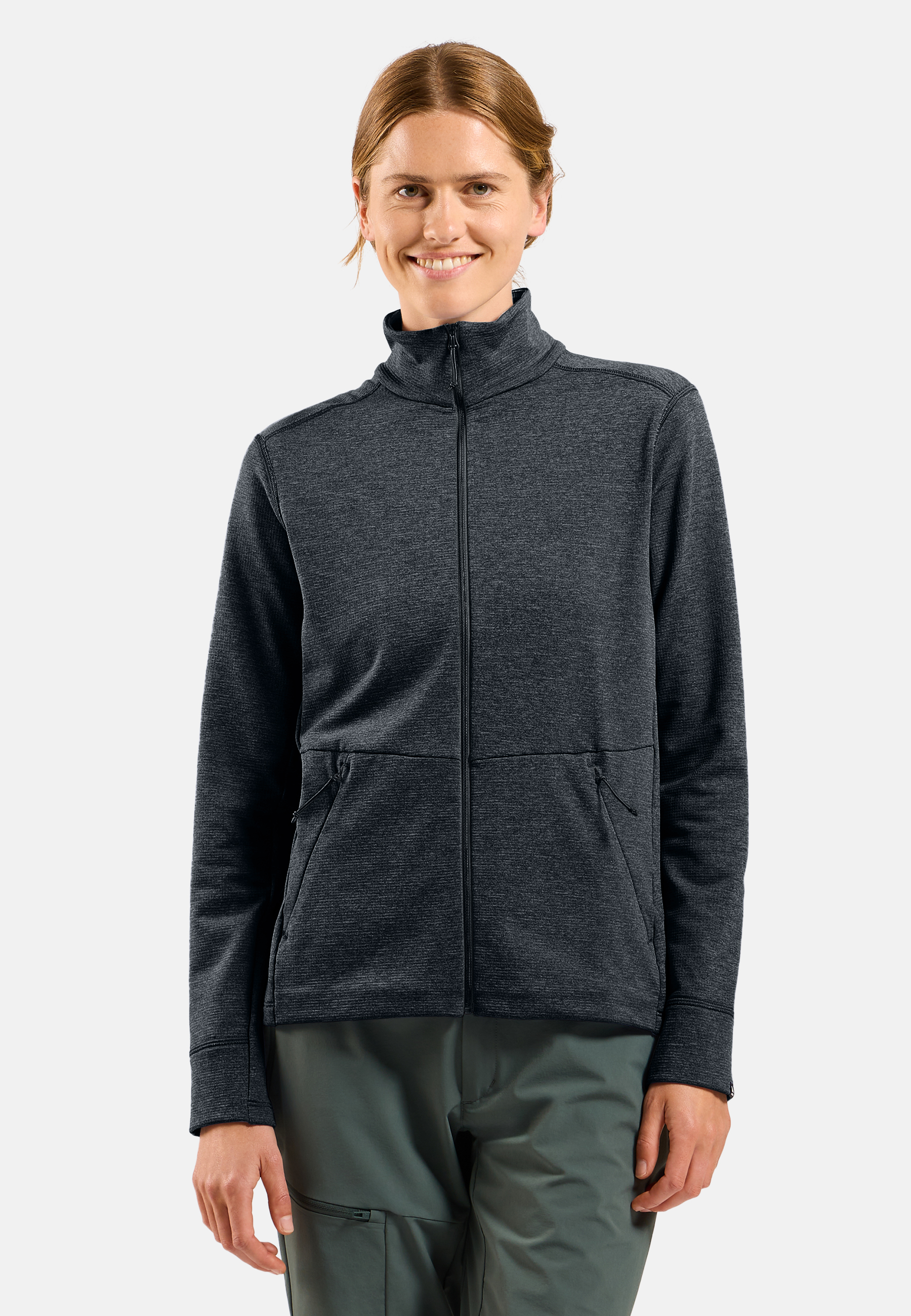 SS26 Content Card List Grid Mid Layer Guide - Grid Fleece Full Zip women Black melange