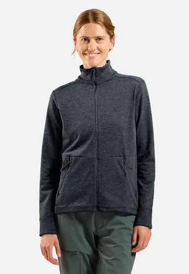 SS26 Content Card List Grid Mid Layer Guide - Grid Fleece Full Zip women Black melange