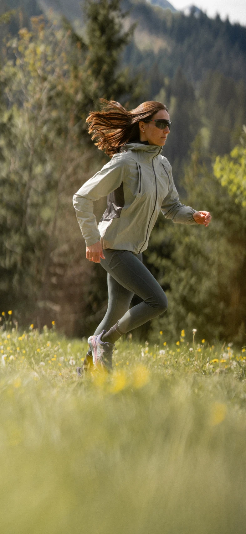 Selina Gasparin wearing the pruple X-ALP WATERPROOF PRO SS25 PDP hero