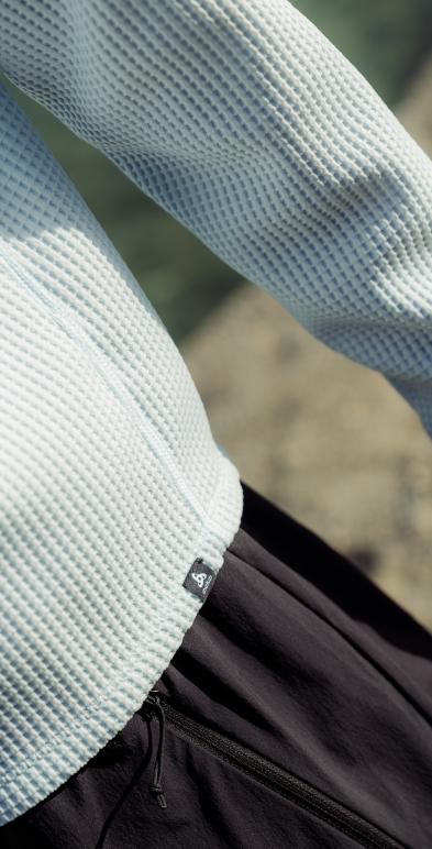  light blue waffle-textured long-sleeve mid layer