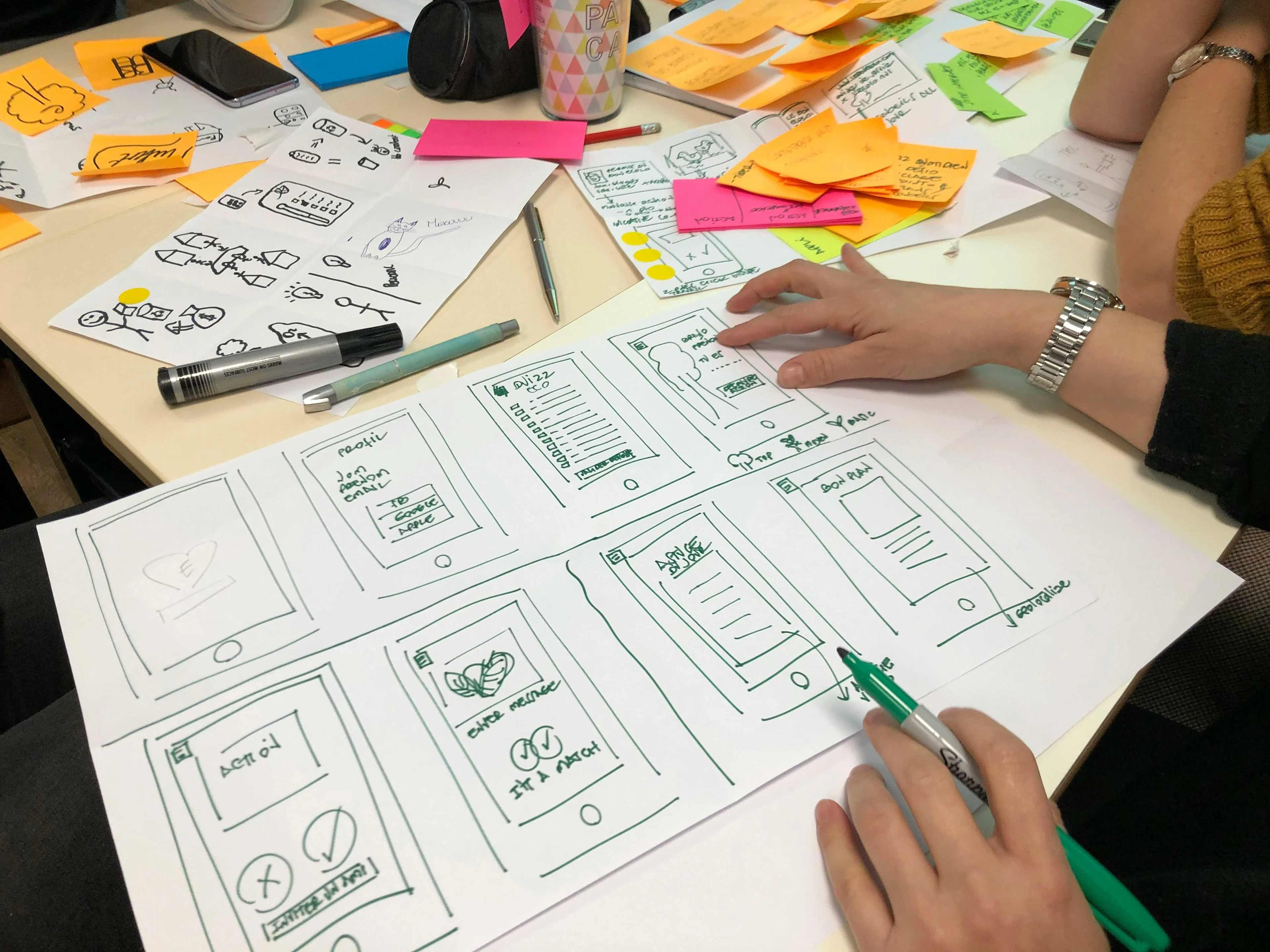 Pappersark med wireframes