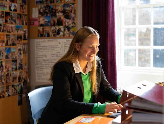 edbergh School - Boarder doing prep in her room edbergh School - Boarder doing prep in her room