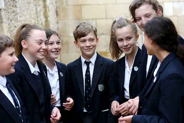 Stonar School - Group of pupils Students of Stonar Day and Boarding School for boys and girls, known especially for their co-curricular equestrian education.