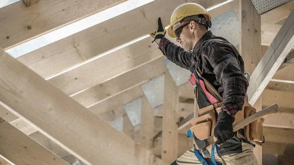 Contractor building a frame