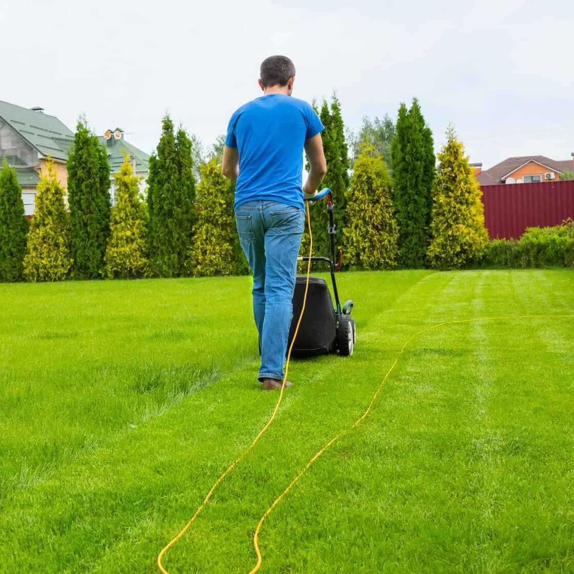 Someone mows the lawn
