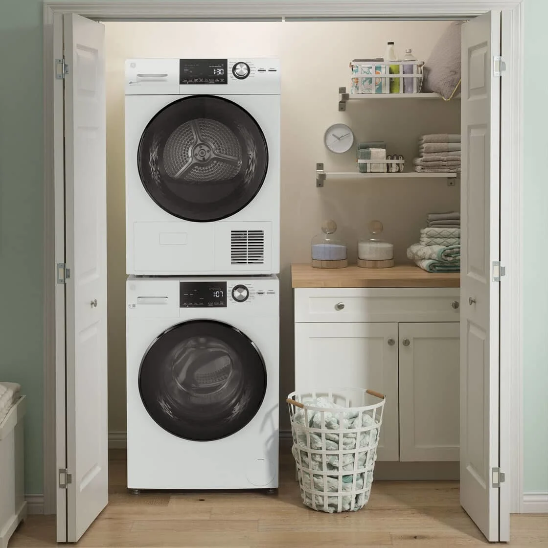 Laundry room in a closet