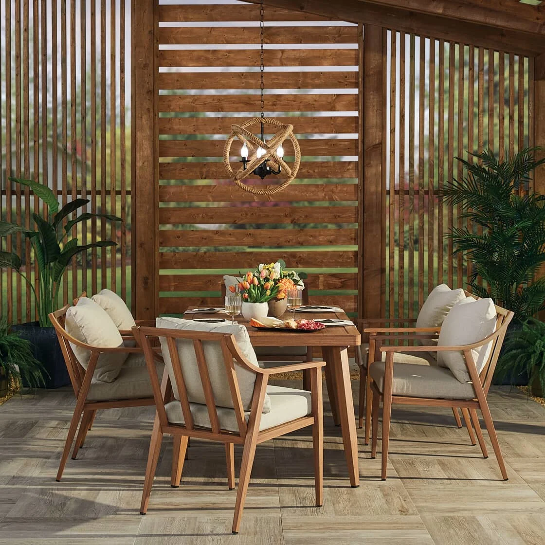 A patio with new furniture