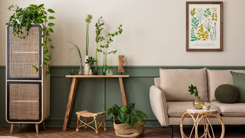 Eclectic, boho style living room