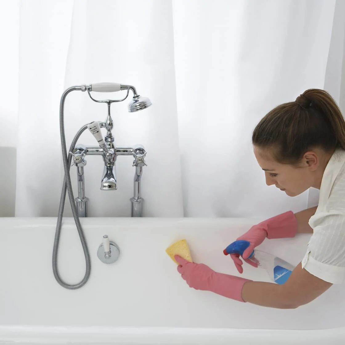 scrubbing bathtub