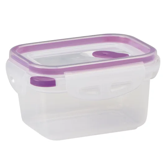 A plastic storage container 