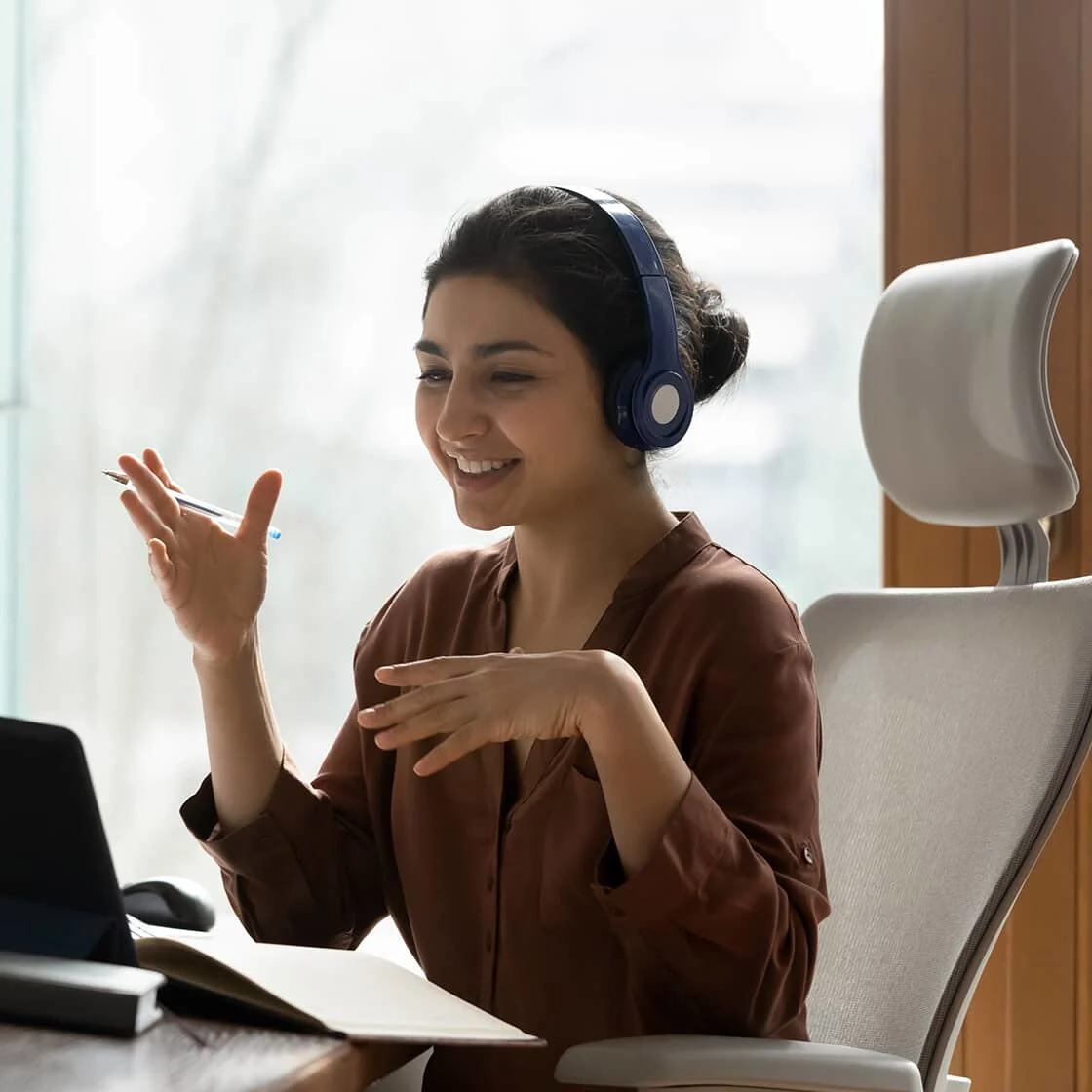 Person in an ergonomic chair