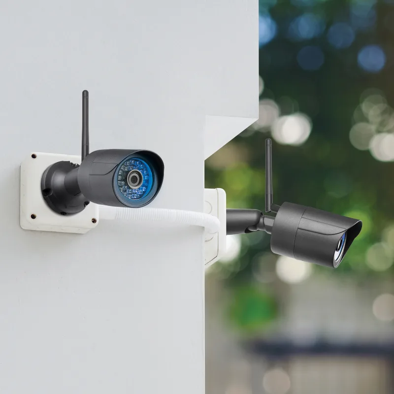 Two outdoor security cameras