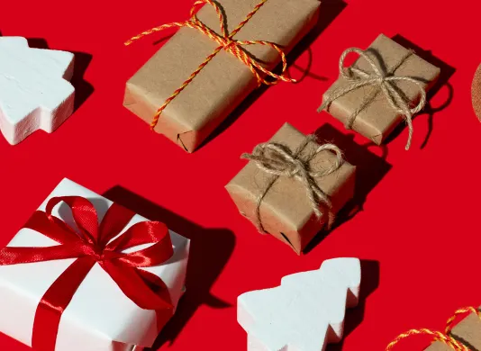 Gifts wrapped with ribbon 