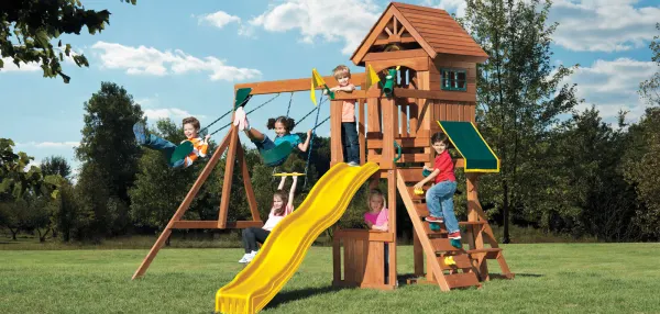 Children using a playset