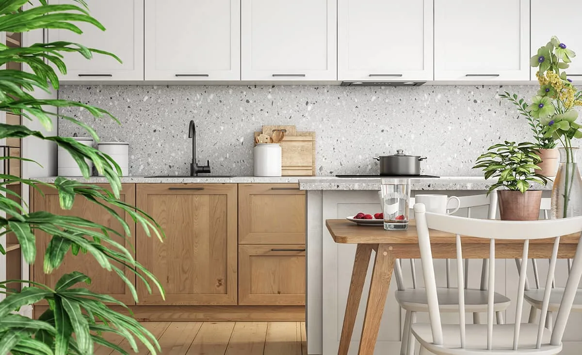 Kitchen with ashen paint