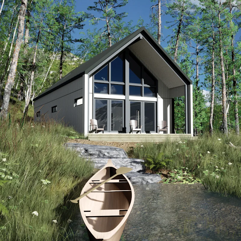 Chalet moderne, maison à toit triangulaire