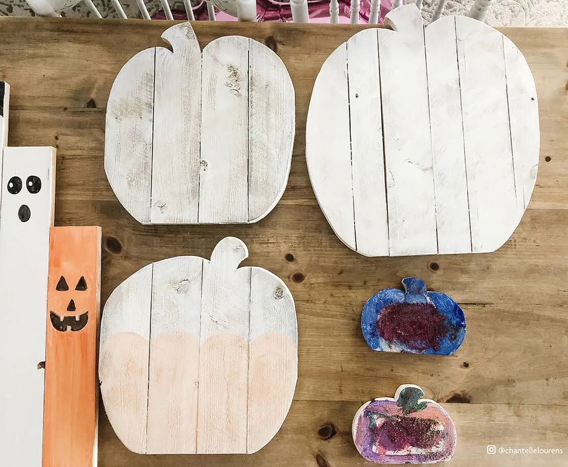 Painted wood pumpkins