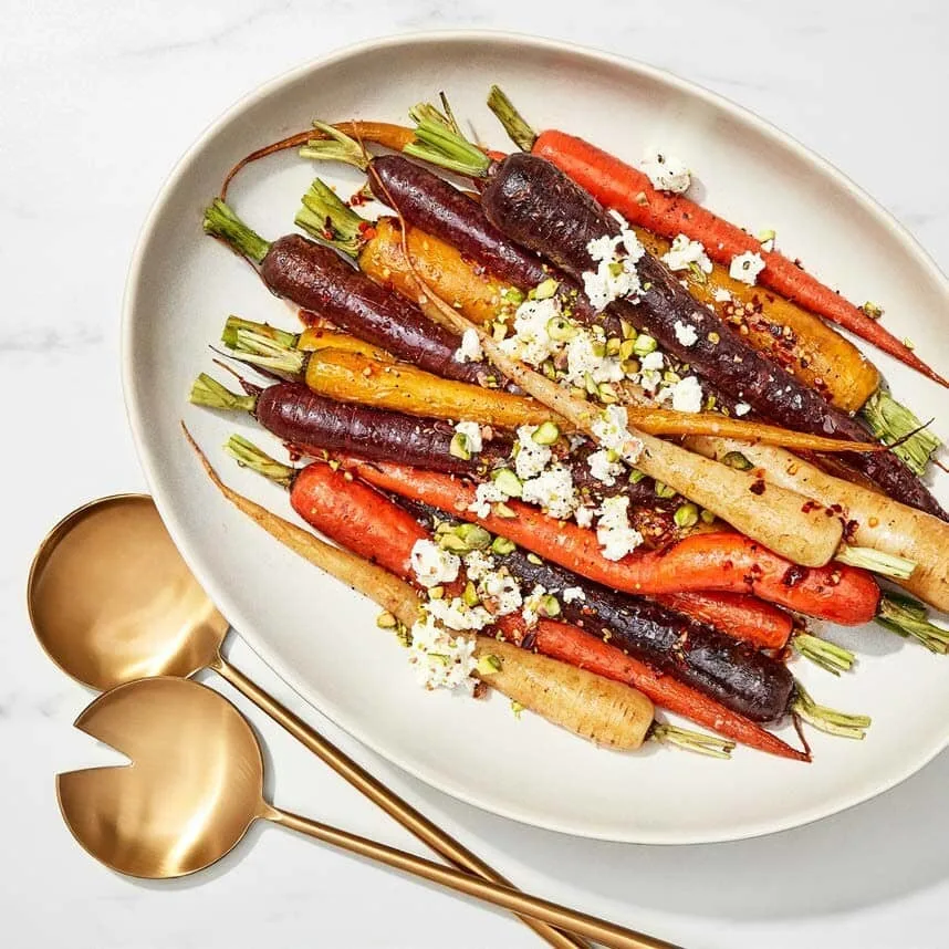Chefman Roasted Carrots with Pistachios and Goat Cheese
