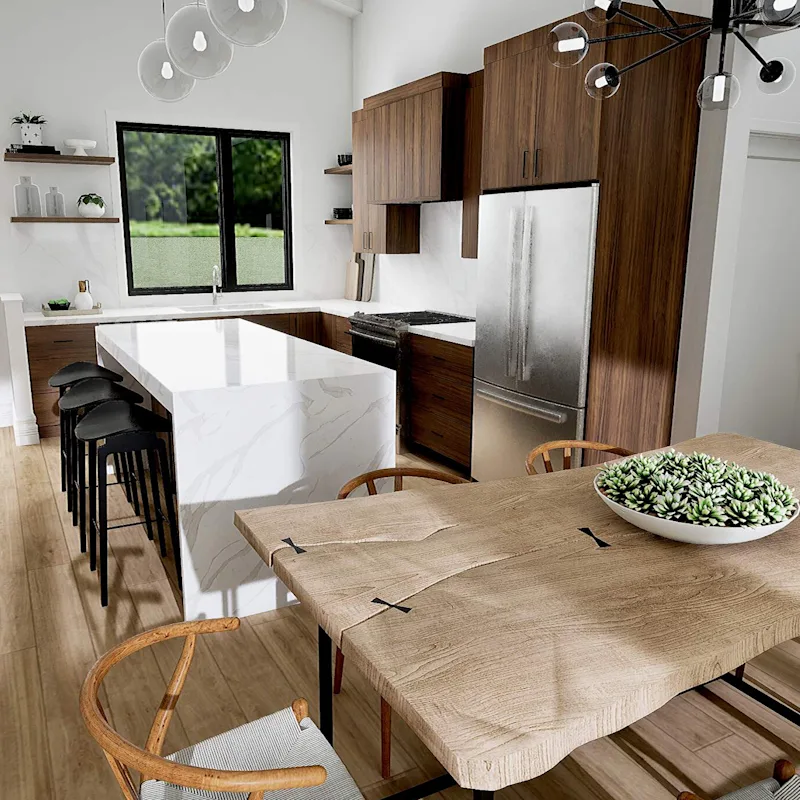 Cuisine et salle à manger minimalistes à aire ouverte