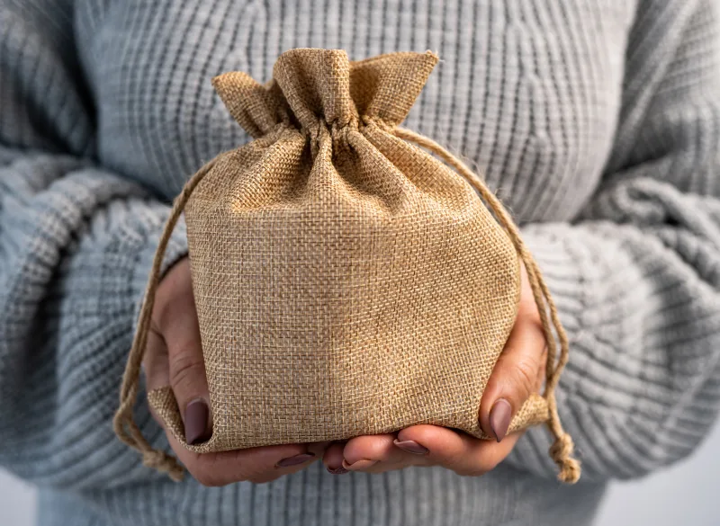 Gift wrapped with burlap