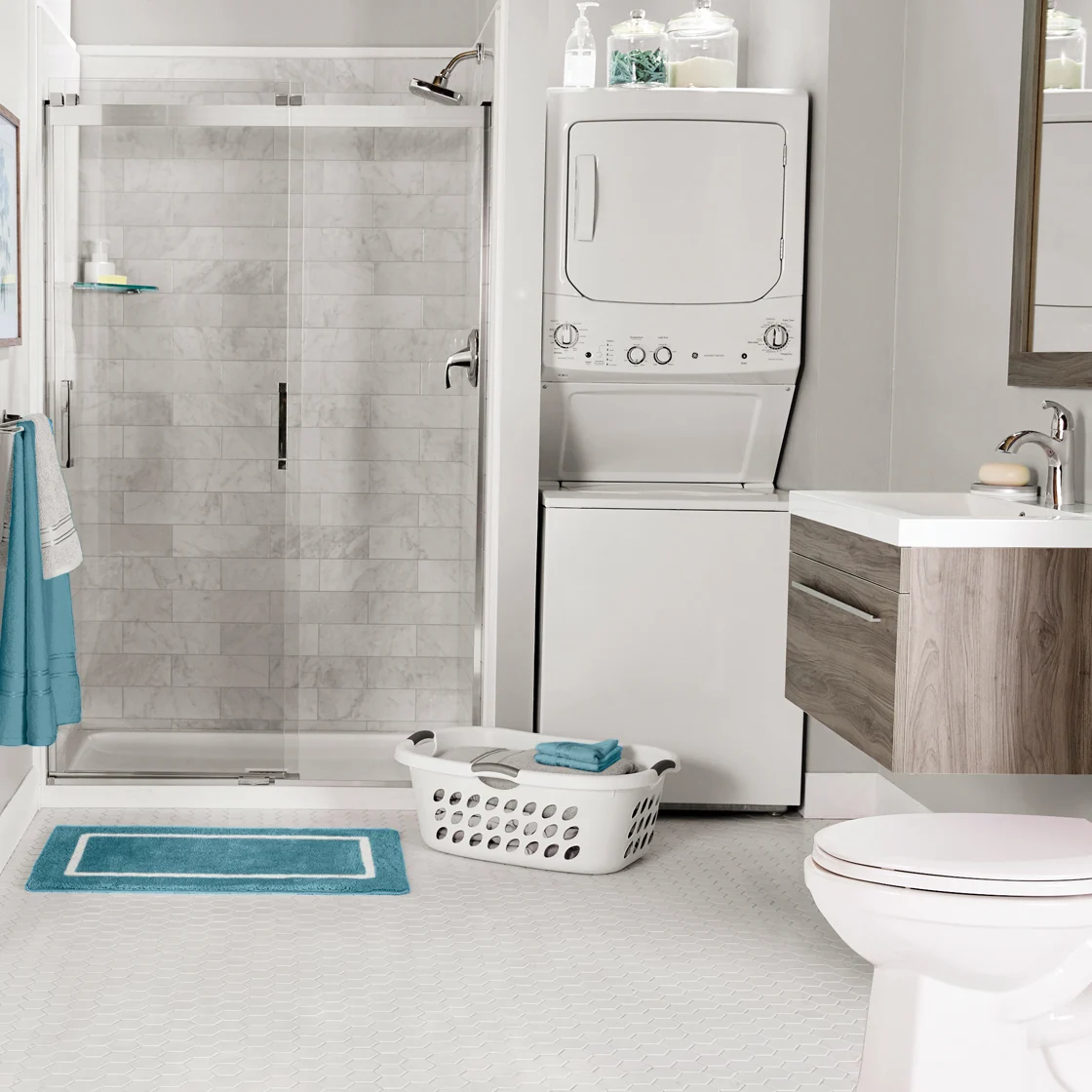 Combined bathroom and laundry room